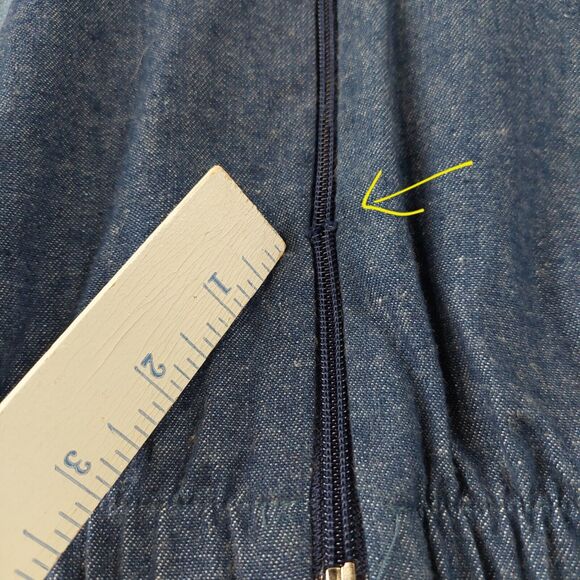 Vintage Coco Bay Miami Women Zip Jacket Denim 80s Medium Damaged Zipper Grandma - Picture 11 of 15